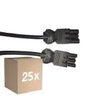 Fordelspakning 25x Noxion GST - Kompatibel Forlengelseskabel Svart - Male + Female - 5m - 3 pole 1,5mm2